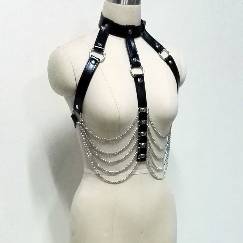 Gothic Body Chain Choker Harness Belt Set