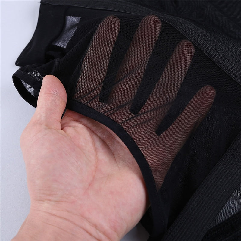 Gothic Mesh Criss Cross Strap Crop Top