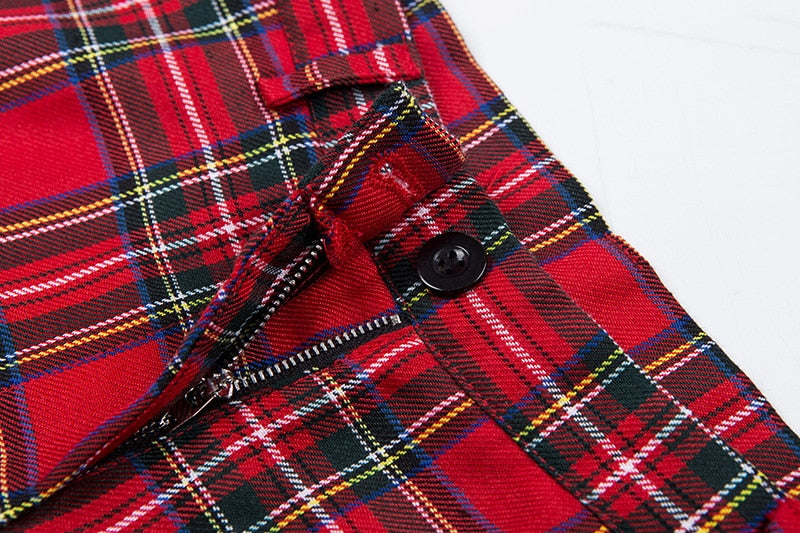 Gothic Grunge Red Plaid Pants