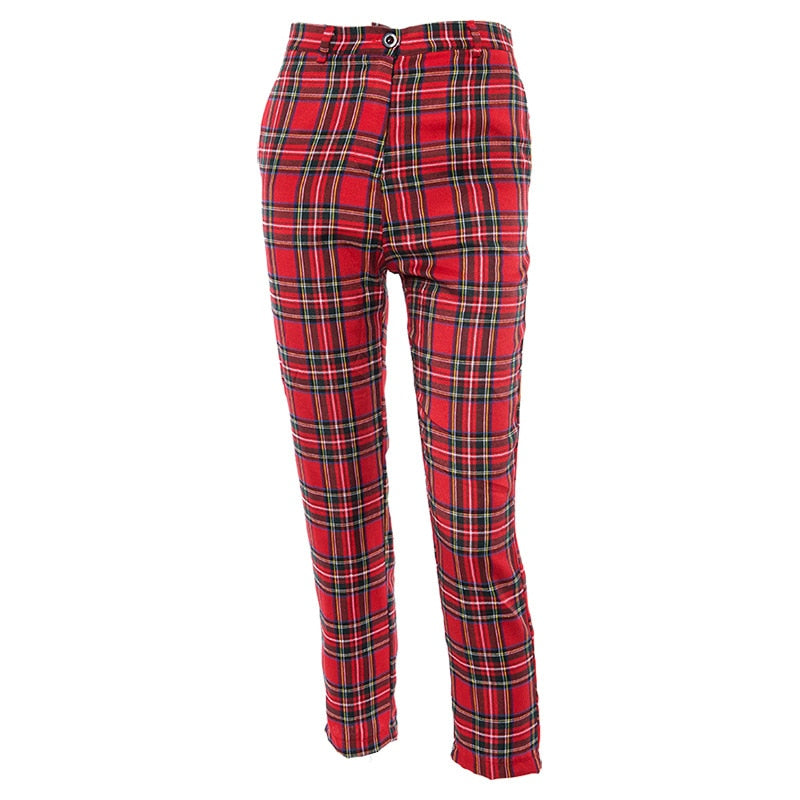 Gothic Grunge Red Plaid Pants