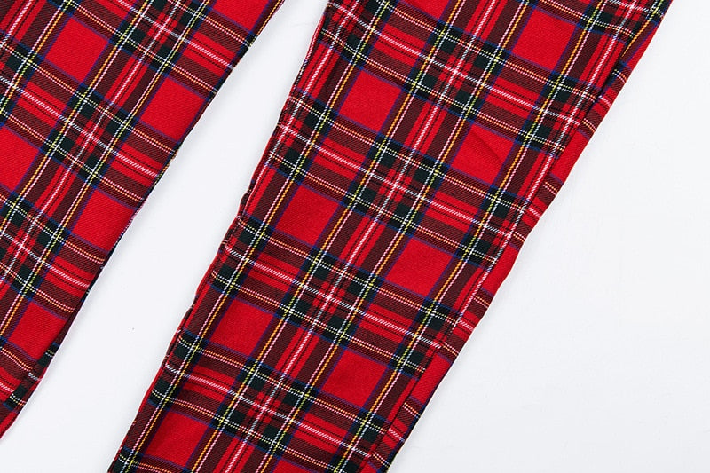 Gothic Grunge Red Plaid Pants