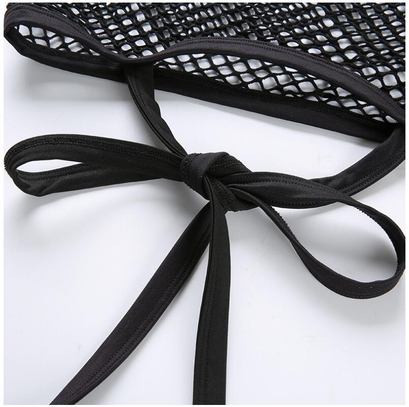 Gothic Fishnet Criss Cross Strap Crop Top