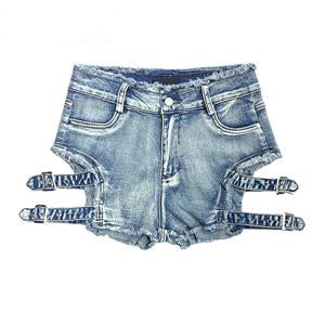 Gothic Grunge Sexy Side Strap Denim Shorts