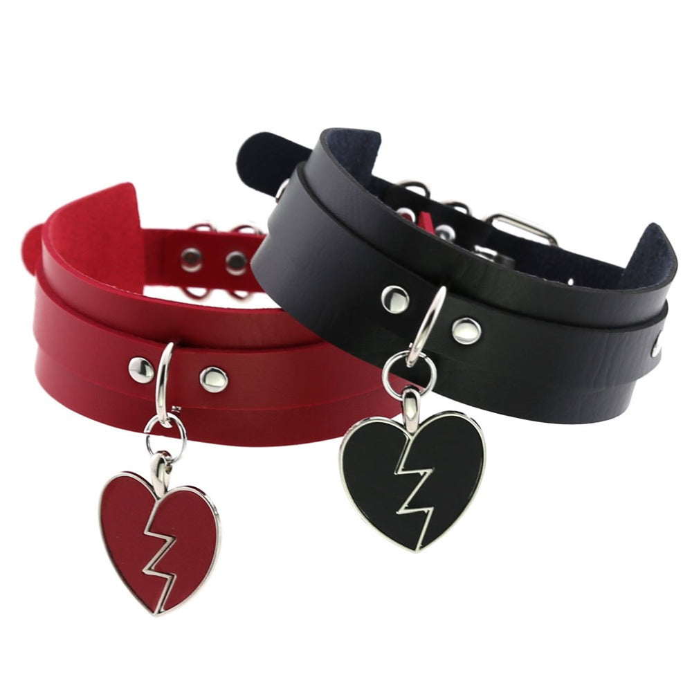 Gothic Punk Broken Hear Choker Necklace (Available in 16 Colors)