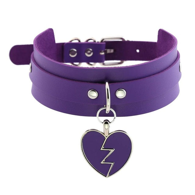 Gothic Punk Broken Hear Choker Necklace (Available in 16 Colors)