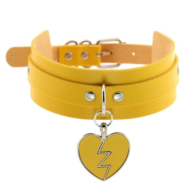 Gothic Punk Broken Hear Choker Necklace (Available in 16 Colors)