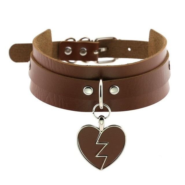 Gothic Punk Broken Hear Choker Necklace (Available in 16 Colors)