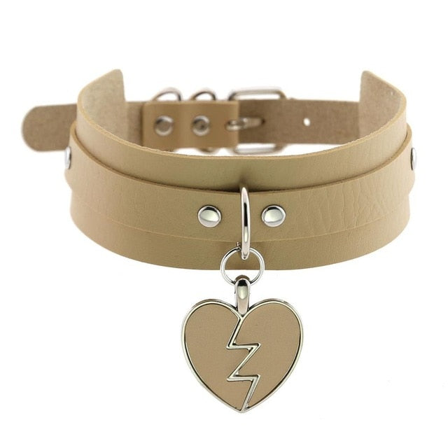 Gothic Punk Broken Hear Choker Necklace (Available in 16 Colors)