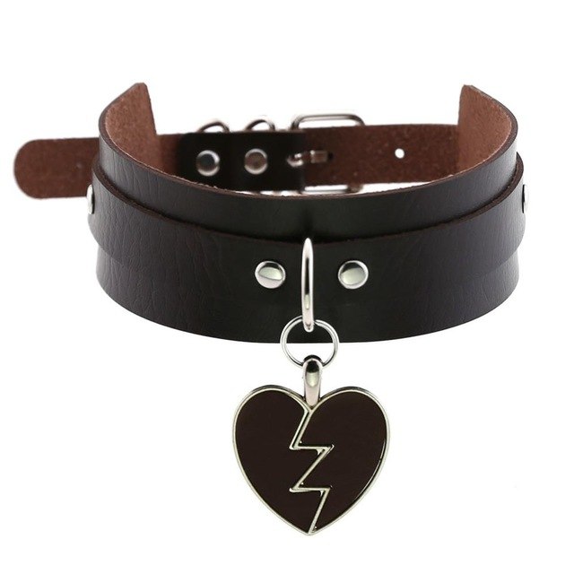 Gothic Punk Broken Hear Choker Necklace (Available in 16 Colors)
