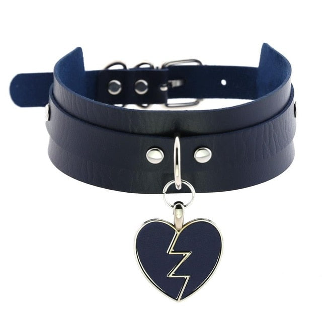 Gothic Punk Broken Hear Choker Necklace (Available in 16 Colors)