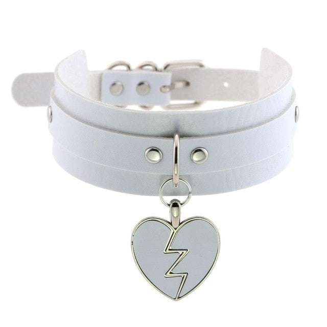 Gothic Punk Broken Hear Choker Necklace (Available in 16 Colors)