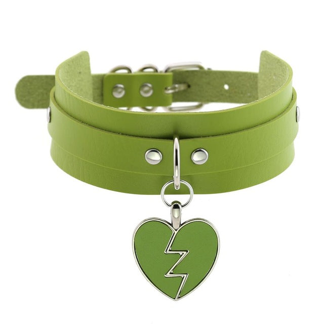 Gothic Punk Broken Hear Choker Necklace (Available in 16 Colors)