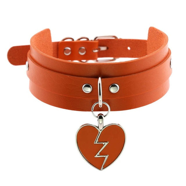 Gothic Punk Broken Hear Choker Necklace (Available in 16 Colors)