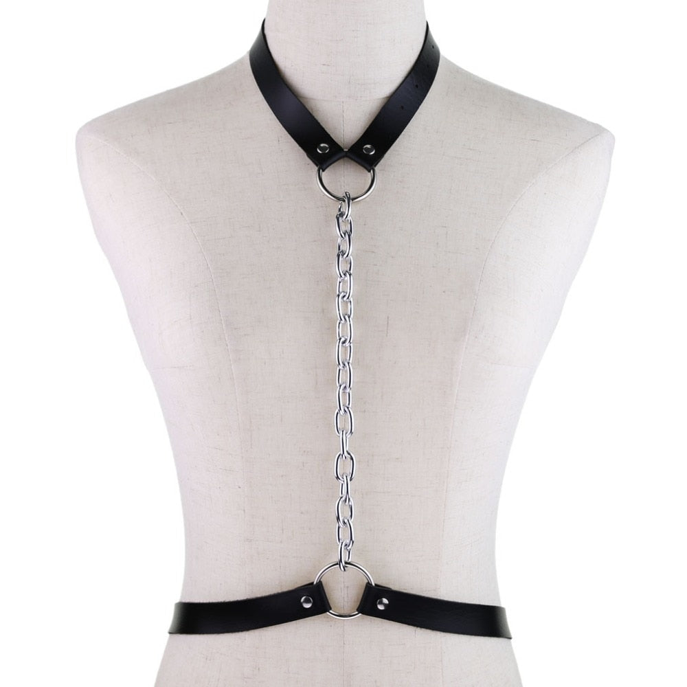 Gothic Chain Front Strap Body Harness
