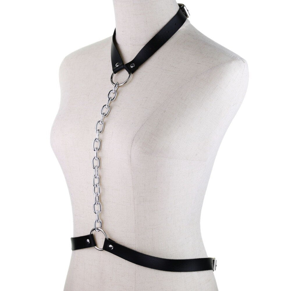 Gothic Chain Front Strap Body Harness