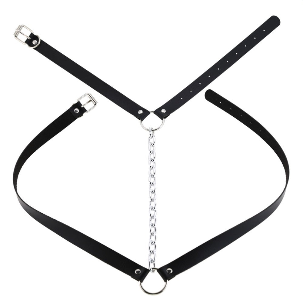 Gothic Chain Front Strap Body Harness