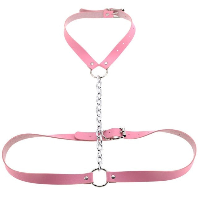 Gothic Chain Front Strap Body Harness