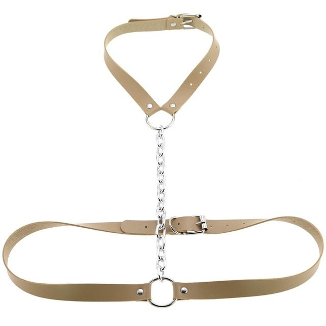 Gothic Chain Front Strap Body Harness