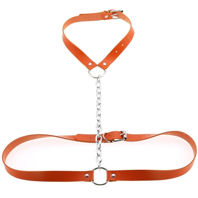 Gothic Chain Front Strap Body Harness