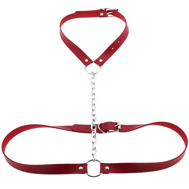 Gothic Chain Front Strap Body Harness