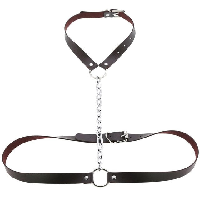 Gothic Chain Front Strap Body Harness