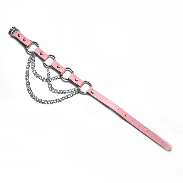 Gothic Punk Rings and Chains Choker Necklace (Available in 3 Colors)