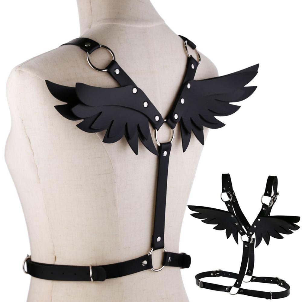 Gothic Wings Faux Leather Body Harness (Available in 8 colors)