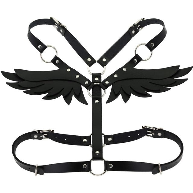 Gothic Wings Faux Leather Body Harness (Available in 8 colors)