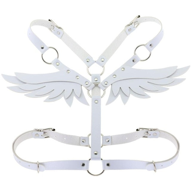 Gothic Wings Faux Leather Body Harness (Available in 8 colors)