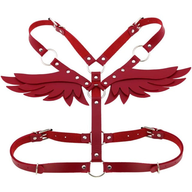 Gothic Wings Faux Leather Body Harness (Available in 8 colors)