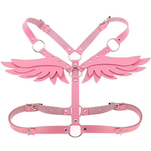 Gothic Wings Faux Leather Body Harness (Available in 8 colors)