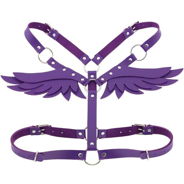 Gothic Wings Faux Leather Body Harness (Available in 8 colors)