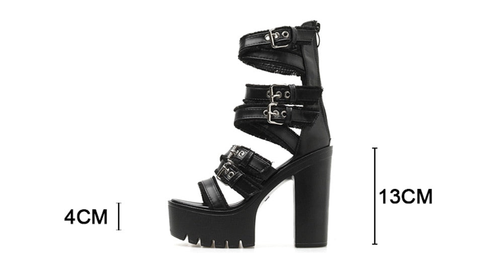 Gothic Gladiator Criss Cross Straps Platform Sandals