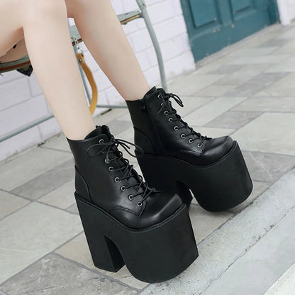 Gothic Alt Goth Lace Up Extreme Platform Ankle Boots