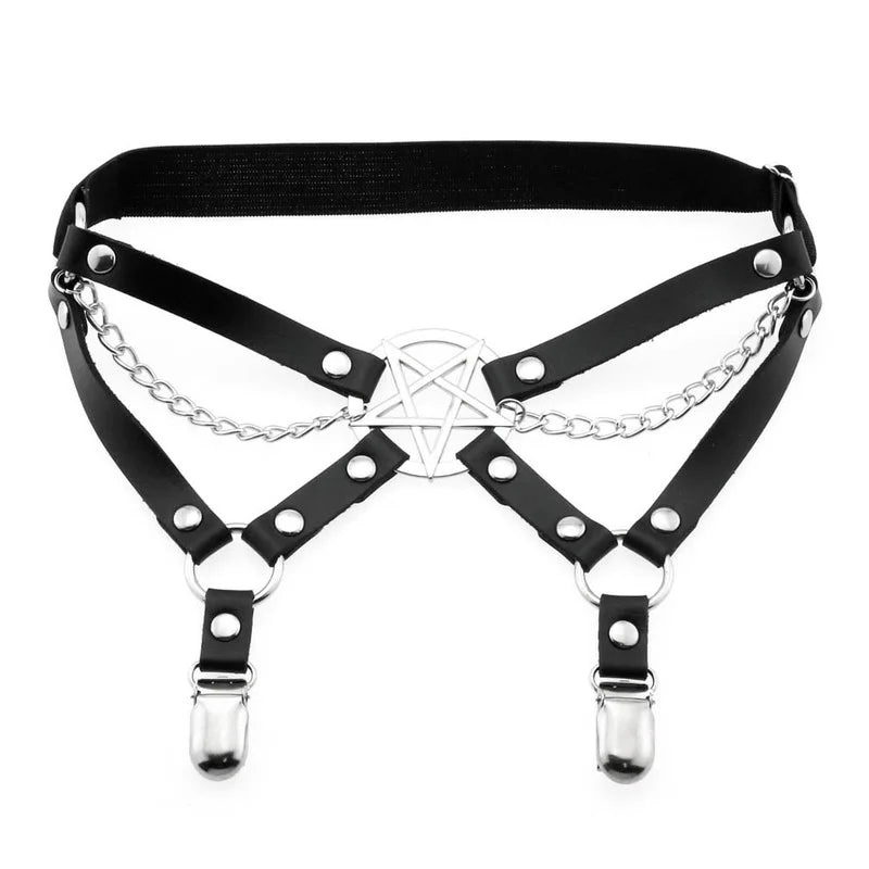 Gothic Alt Goth Pentagram Leg Strap Garter Belt Harness ROCK 'N DOLL Gothic Alt Goth Pentagram Leg Strap Garter Belt Harness ROCK 'N DOLL