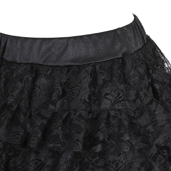Gothic Layered Pleated Lace Tulle Skirt (size XS to 6XL)