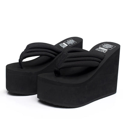 Gothic Alt Goth Summer Platform Wedges Flip Flops Slippers