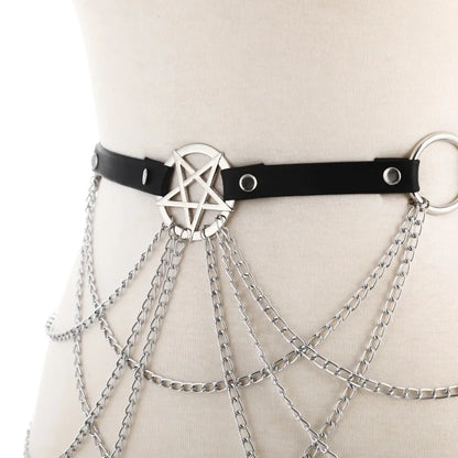 Gothic Pentagram Body Chain Belt