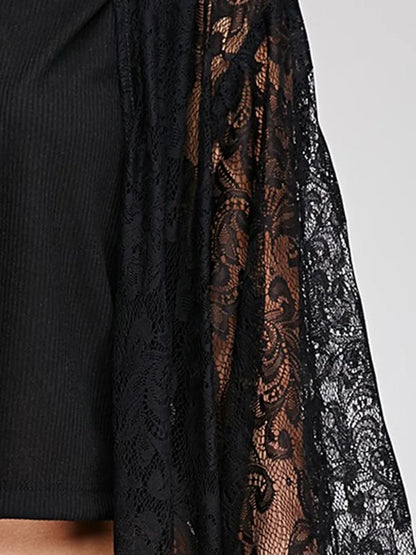 Gothic Wiccan Bohemian Boho Black Lace Tassel Kimono Cardigan