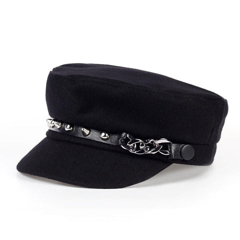 Gothic Studded Newsboy Hat