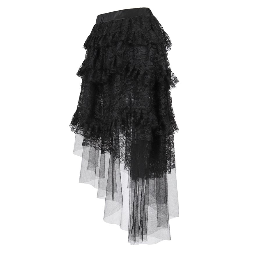 Gothic Layered Pleated Lace Tulle Skirt (size XS to 6XL)