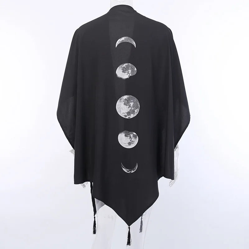 Gothic Moon Phases Print Tassels Cover Up