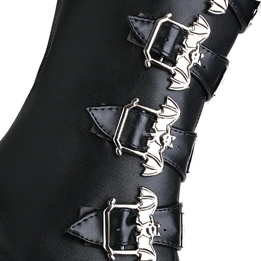 Gothic Vampire Bats Buckles Platform Heels Boots