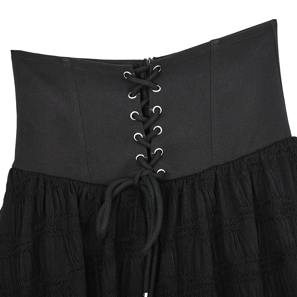 Gothic Romantic Lace Up High Waist Cake Skirt