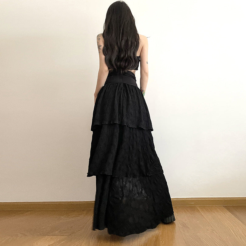 Gothic Romantic Lace Up High Waist Cake Skirt