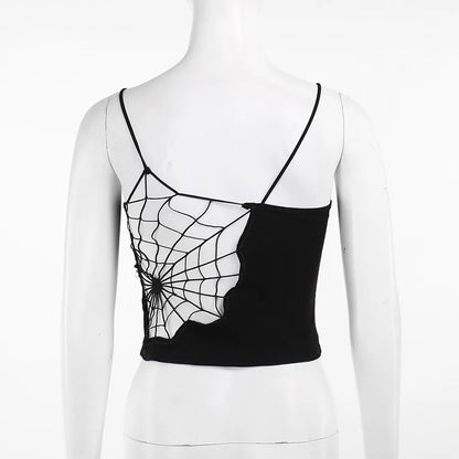 Gothic Spider Web Backless Sling Summer Top