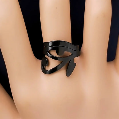 Gothic Egyptian Eye of Horus Symbol Adjustable Ring