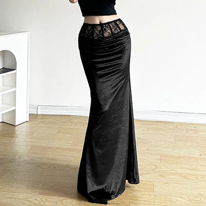 Gothic Romantic Velvet Trumpet Skirt