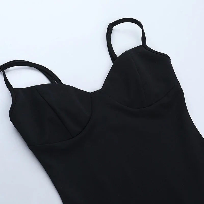 Gothic Alt Goth Black Spaghetti Strap Bodysuit Top + Sheer Cape Set