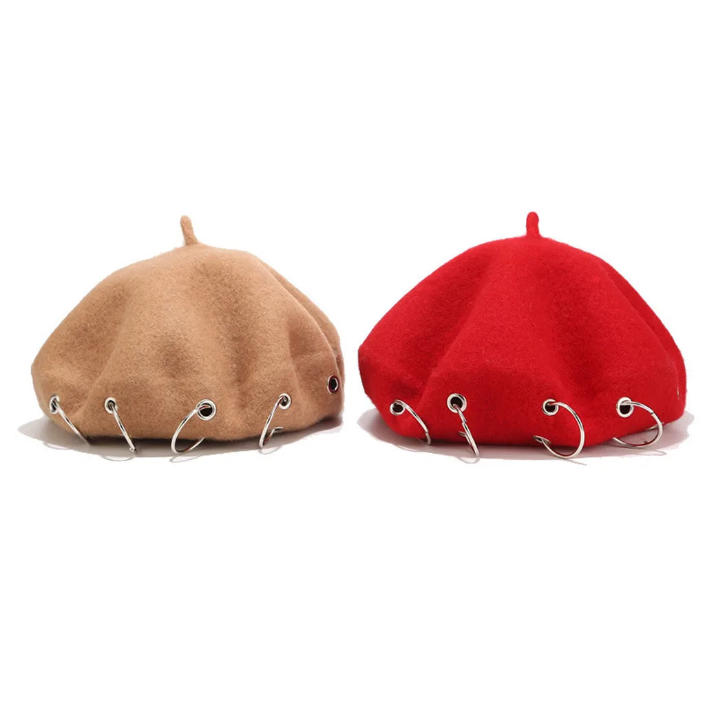 Gothic Punk Harajuku O Ring Beret Hat (available in 6 colors)